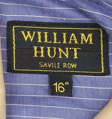 William Hunt Men’s Blue Striped 16in Collar Long Sleeve Dress Shirt