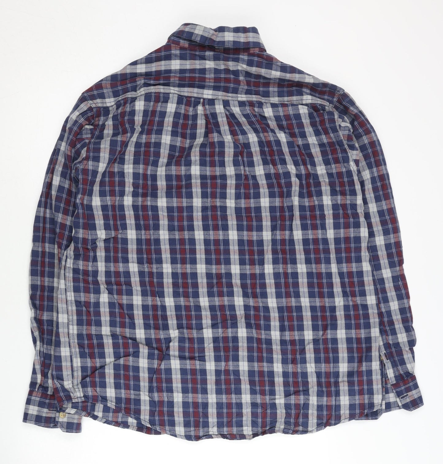 James Pringle Mens Blue Checked L Regular Fit Cotton Button-Up Shirt