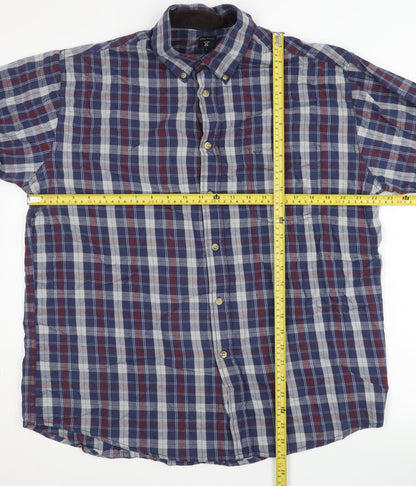 James Pringle Mens Blue Checked L Regular Fit Cotton Button-Up Shirt