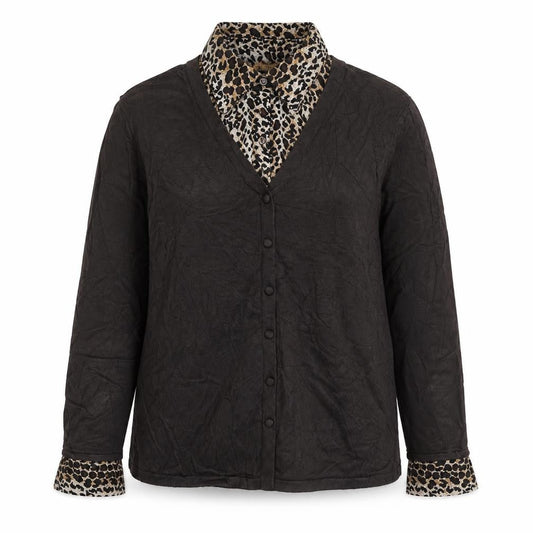 Notations Womens Brown Leopard Print XL Cardigan Long Sleeve V-Neck