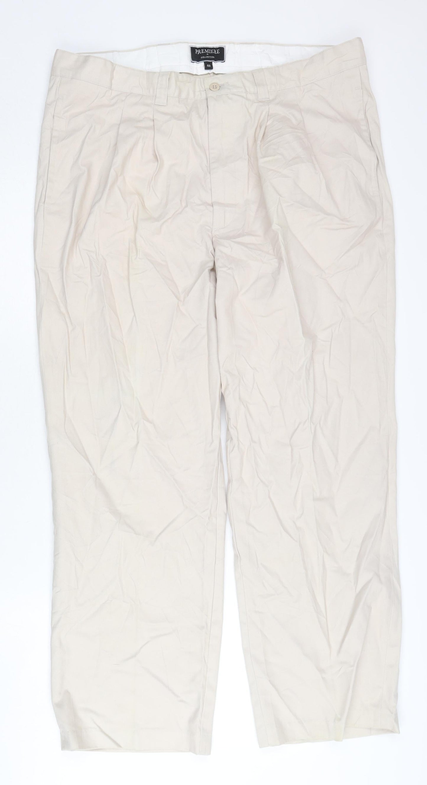 Premiere Collection Men’s Beige Chino Trousers Size 40 Cotton