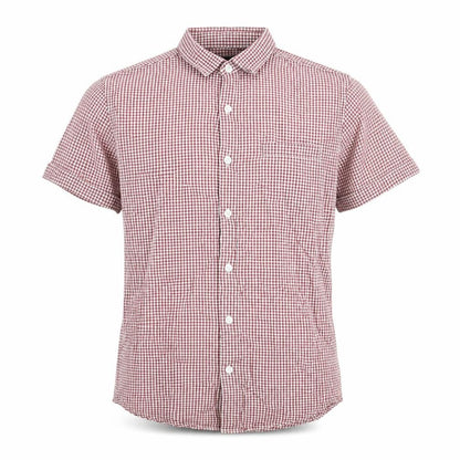 Topman Mens Red Check Cotton Slim Fit Short Sleeve Shirt S