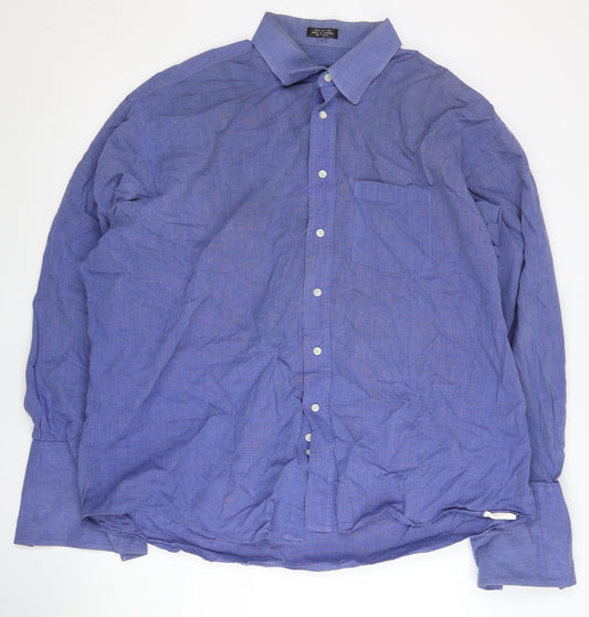 Mens UK Collar Size 18 Joseph & Feiss Smart Blue  Dress Shirt