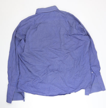 Mens UK Collar Size 18 Joseph & Feiss Smart Blue  Dress Shirt
