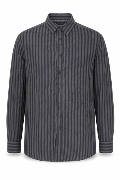 Marks and Spencer Men’s Grey Striped XL Long Sleeve Button-Up Shirt