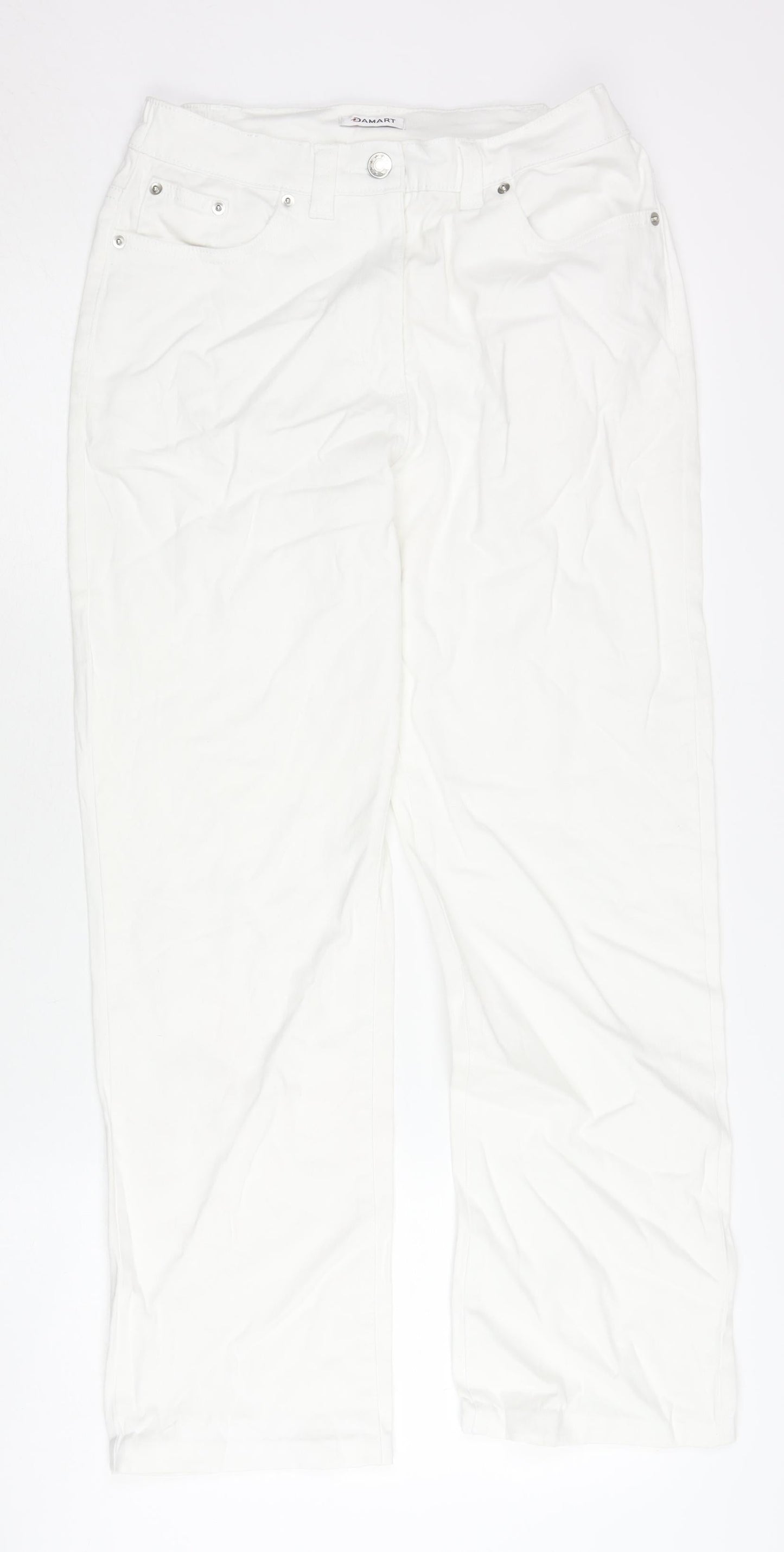 Damart Women White Straight Leg Jeans Size 10 Cotton Blend