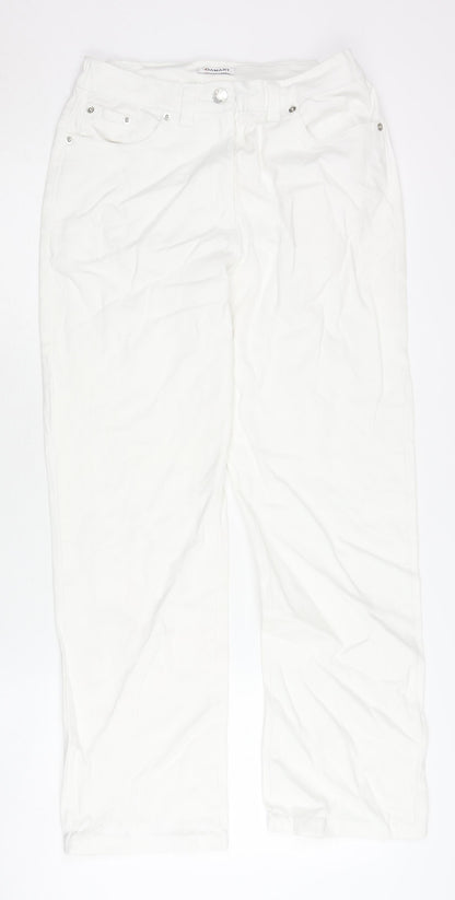 Damart Women White Straight Leg Jeans Size 10 Cotton Blend