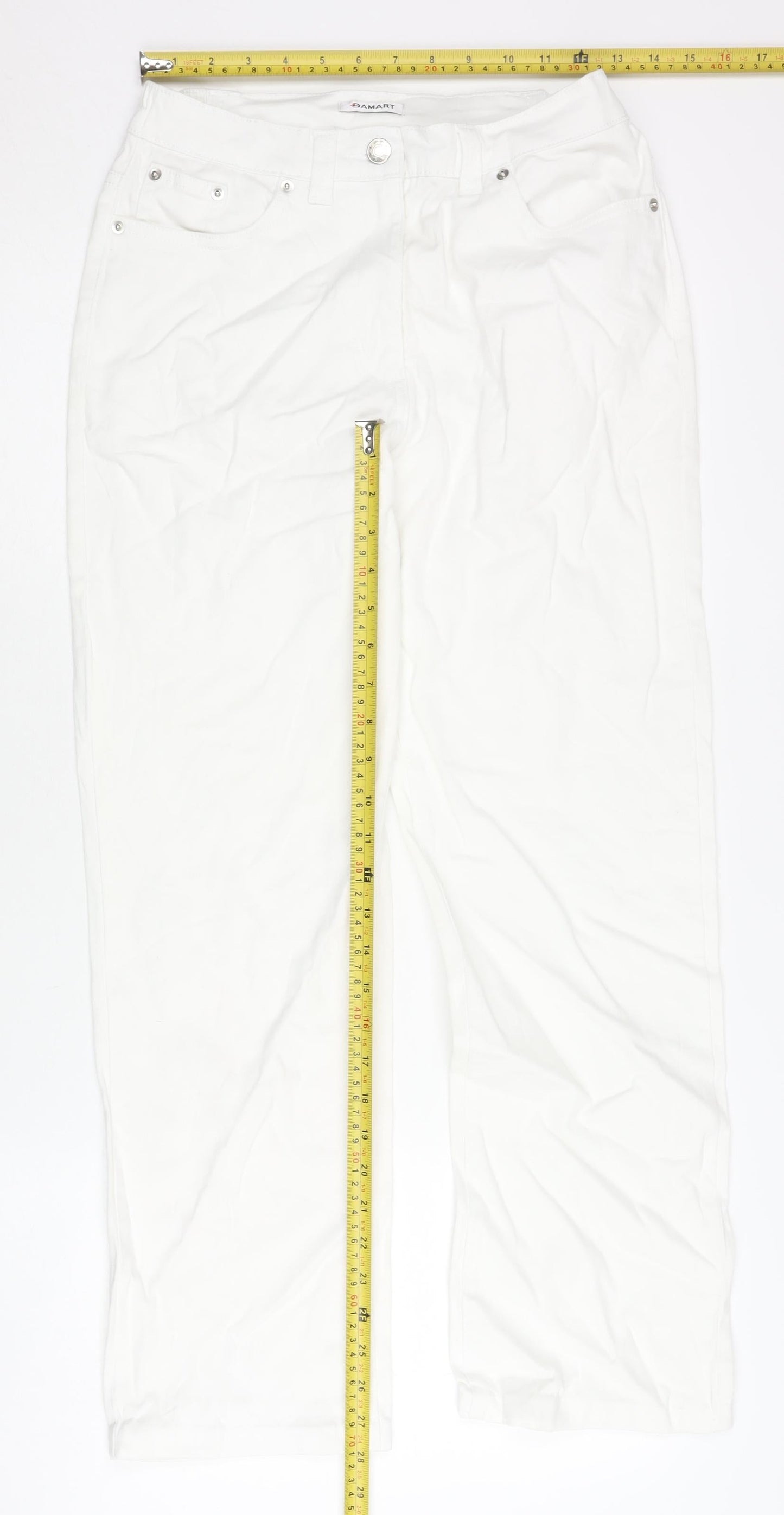 Damart Women White Straight Leg Jeans Size 10 Cotton Blend