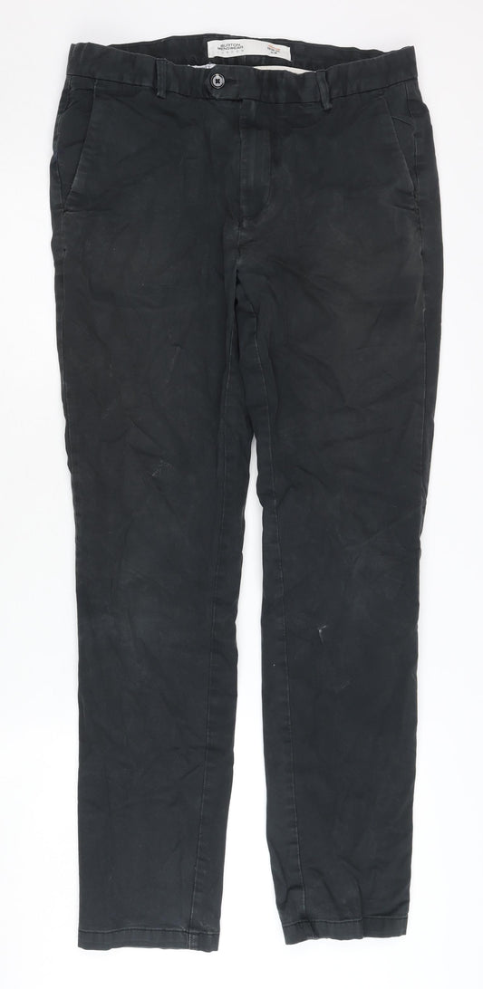 Burton Menswear Black Slim Fit Chino Trousers Men’s 32L Waist 32 in