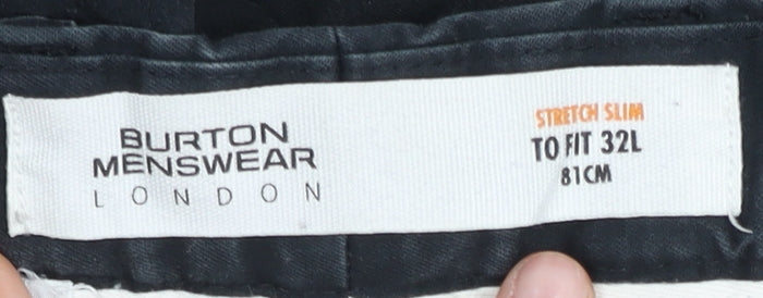 Burton Menswear Black Slim Fit Chino Trousers Men’s 32L Waist 32 in