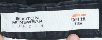 Burton Menswear Black Slim Fit Chino Trousers Men’s 32L Waist 32 in