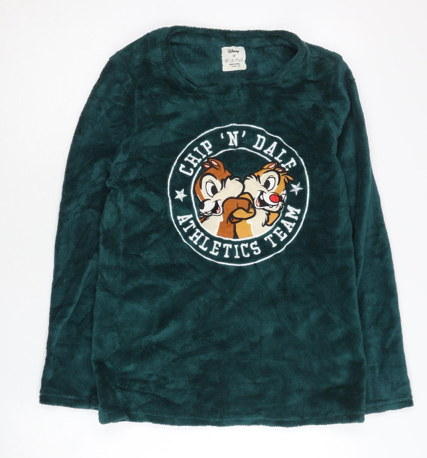 Disney Womens Green 2XS Chip 'n' Dale Fleece T-Shirt Nightshirt