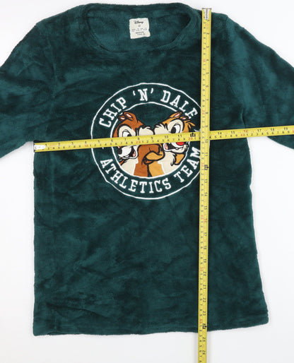 Disney Womens Green 2XS Chip 'n' Dale Fleece T-Shirt Nightshirt