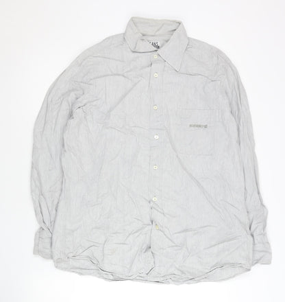 Iceberg Jeans Men’s Grey Cotton Long Sleeve Button-Up Shirt L