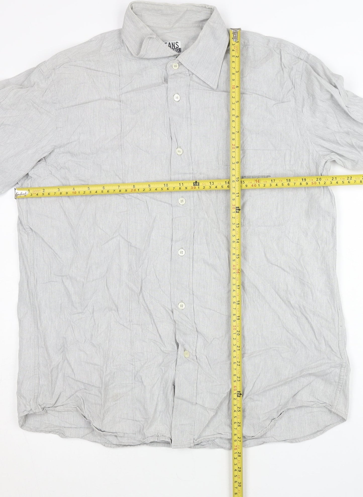 Iceberg Jeans Men’s Grey Cotton Long Sleeve Button-Up Shirt L