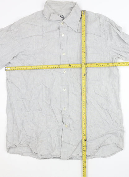 Iceberg Jeans Men’s Grey Cotton Long Sleeve Button-Up Shirt L