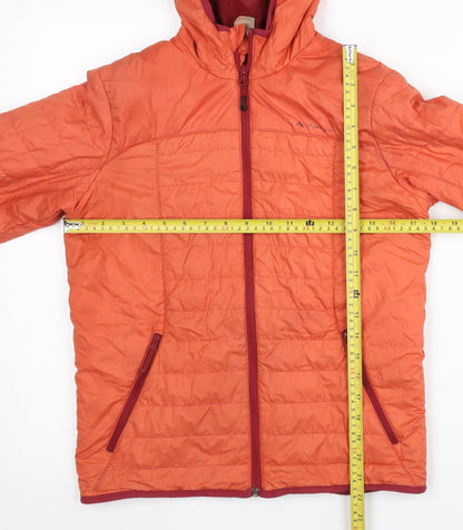 Decathlon Boys Orange Hooded Puffer Jacket 14 Years Full Zip Outdoor Coat