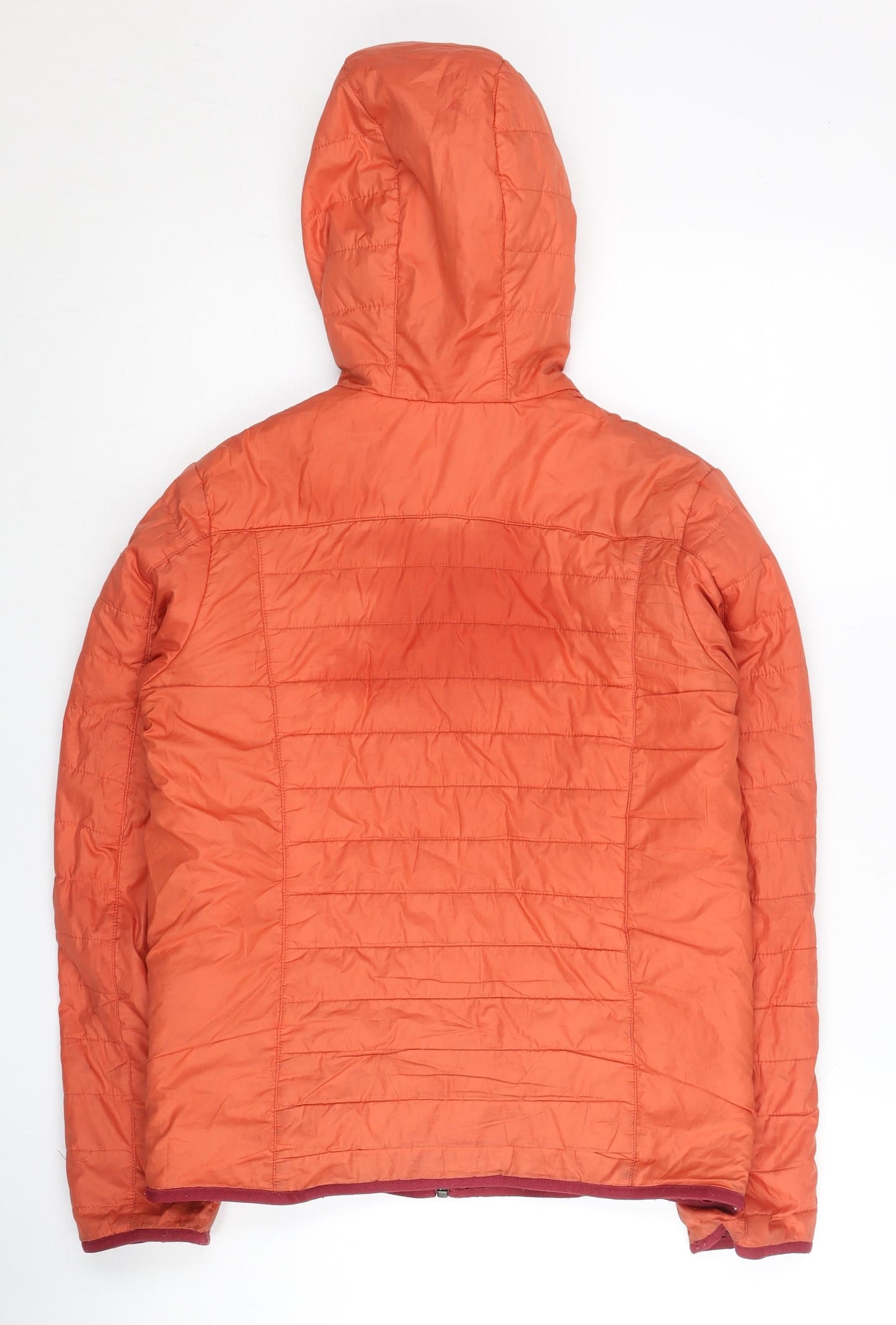 Decathlon Boys Orange Hooded Puffer Jacket 14 Years Full Zip Outdoor Coat