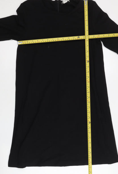 H&M Women’s Black Shift Dress Size 8 Short Sleeve Round Neck