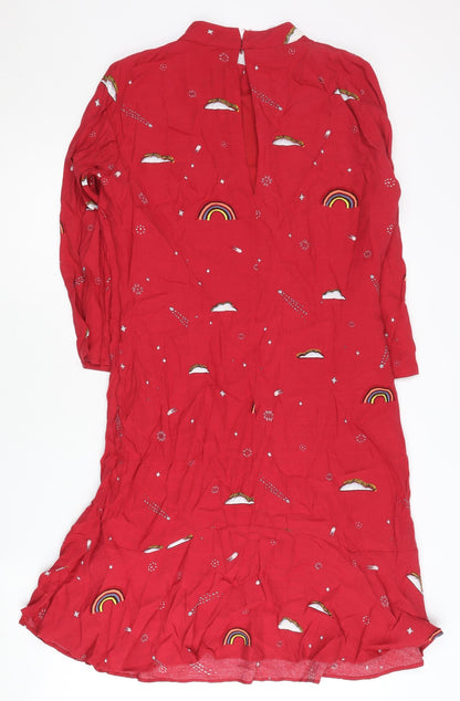 Oliver Bonas Women’s Red Rainbow Print Shift Dress Size 10