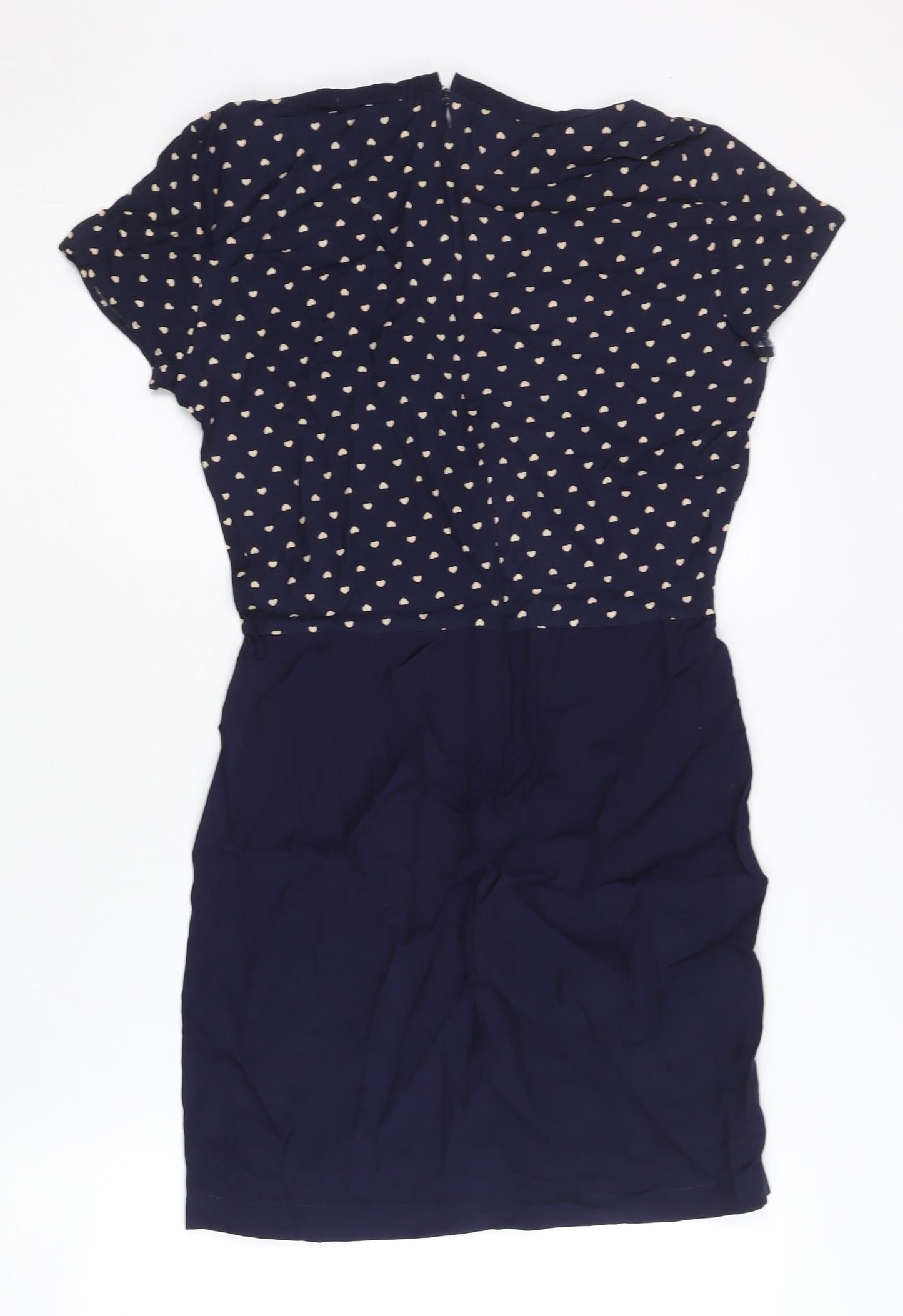 Mango Women’s Blue Heart Print Sheath Dress XS Short Sleeve