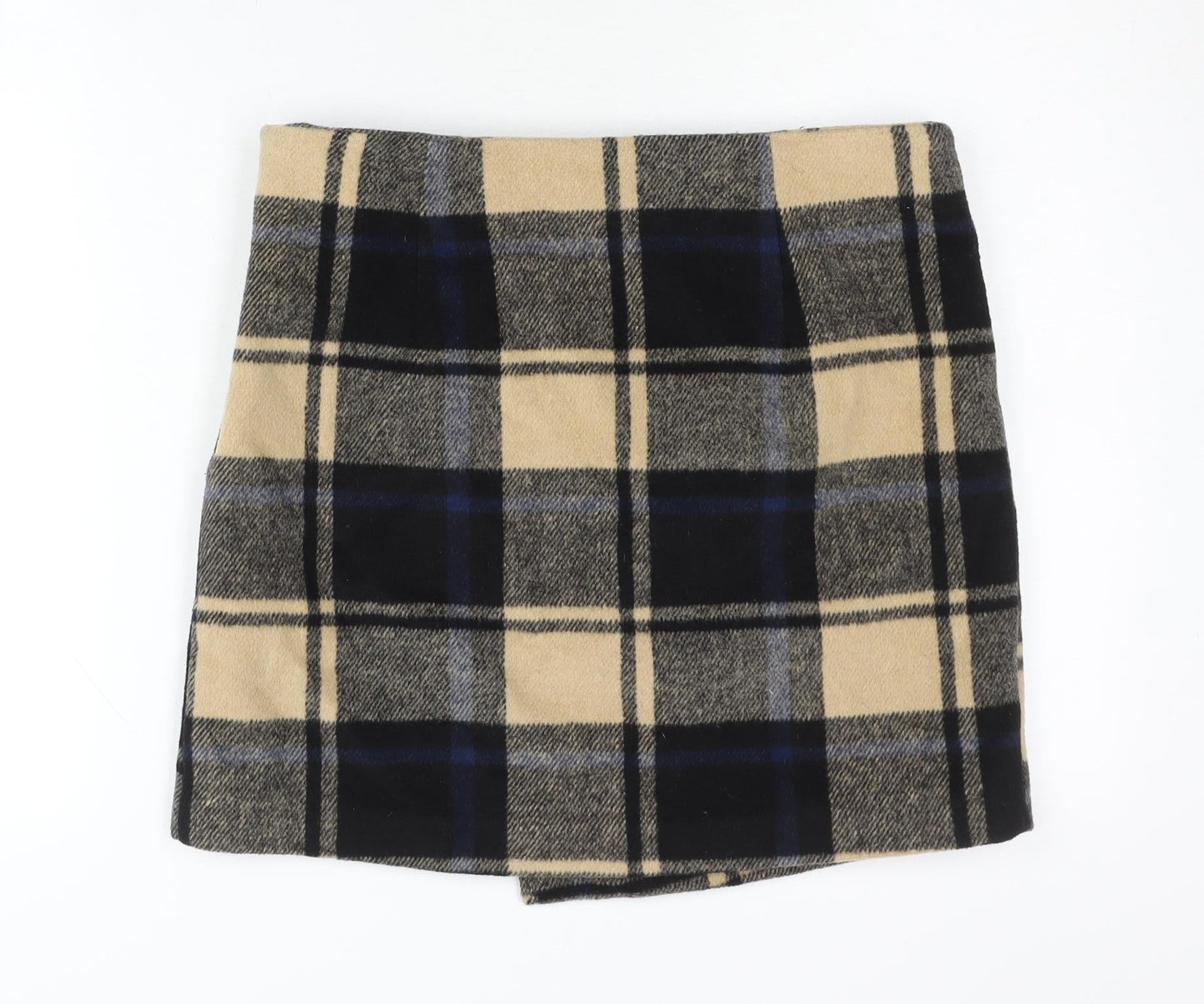 Next Women’s Multicoloured Plaid Wrap Short Skirt Size 10 Wool Blend