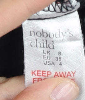 Nobody's Child Women's Black Floral Wide-Leg Sleeveless Jumpsuit Size 8