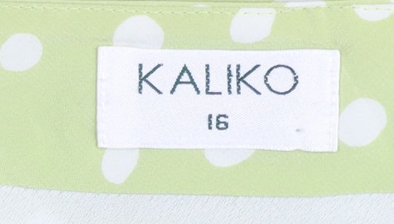 Kaliko Women Green Polka Dot Flare Silk Skirt Size 16 Knee Length