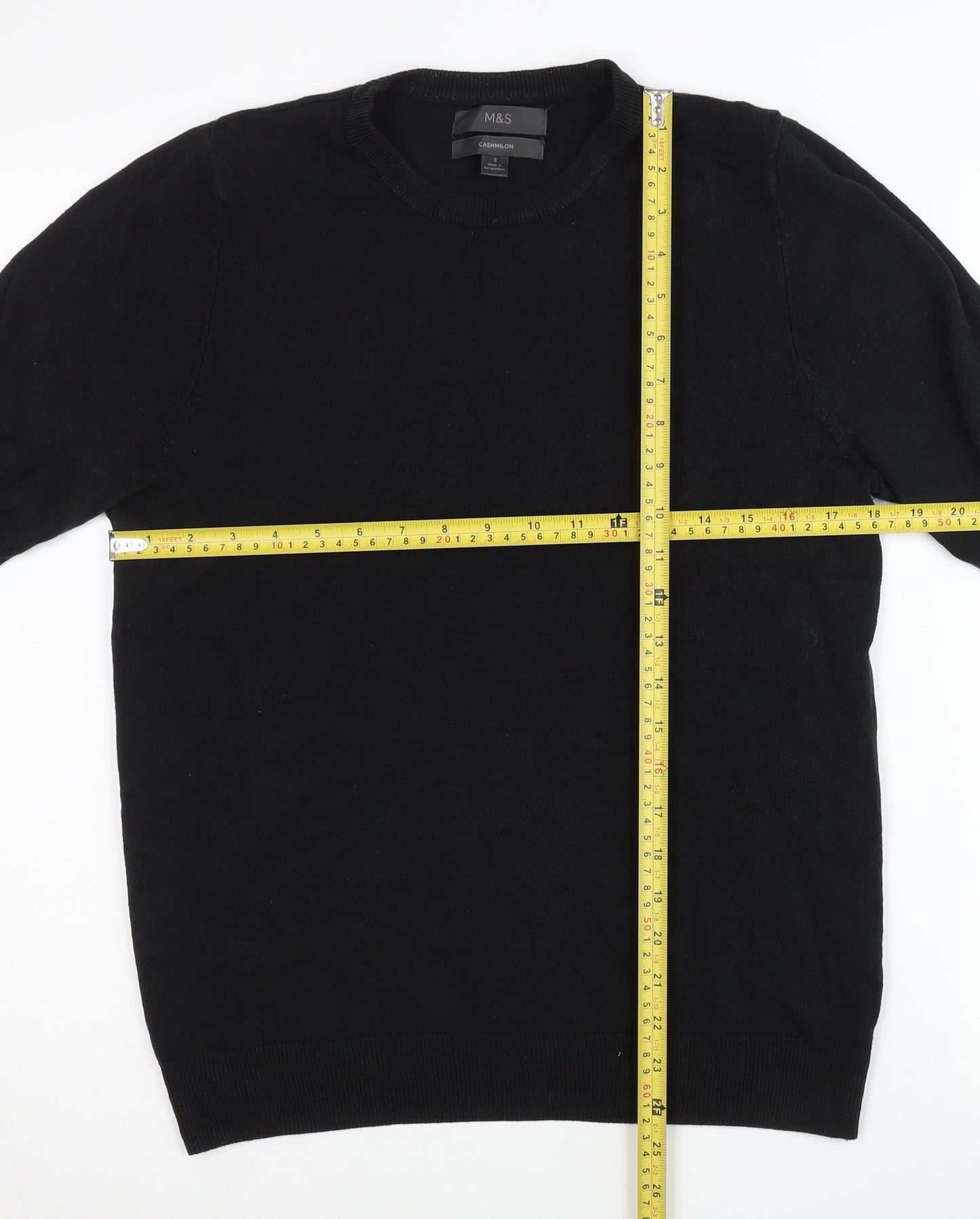 Marks and Spencer Mens Black S Cashmilon Crew Neck Jumper