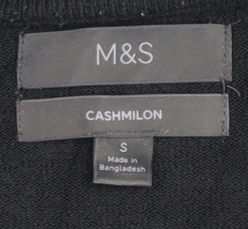 Marks and Spencer Mens Black S Cashmilon Crew Neck Jumper