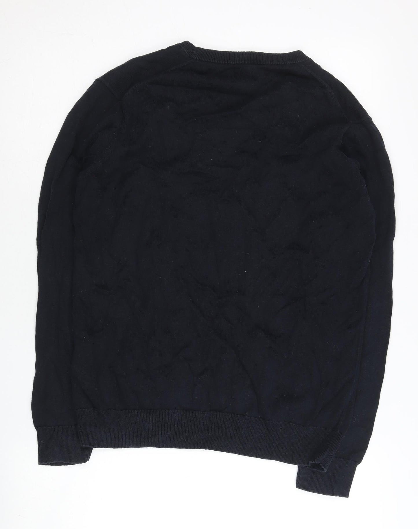 Gant Men's Black Cotton V-Neck Pullover Jumper Size M