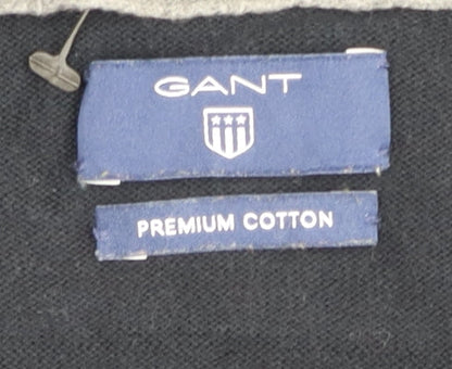 Gant Men's Black Cotton V-Neck Pullover Jumper Size M