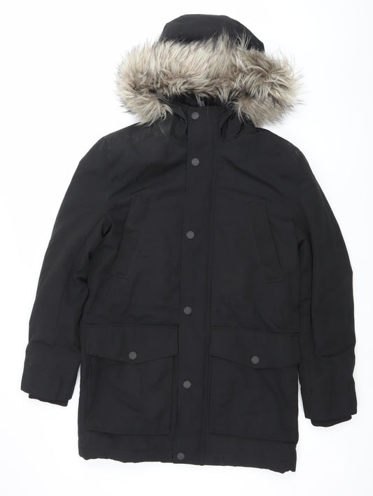 Womens UK Size XS H&M Black Parka Coat