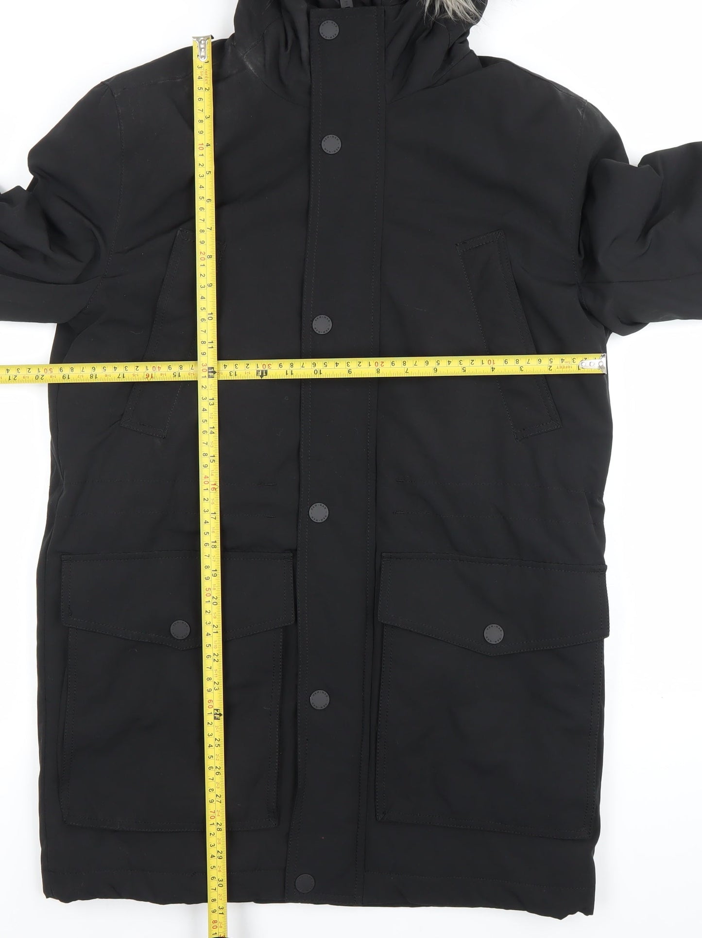 Womens UK Size XS H&M Black Parka Coat