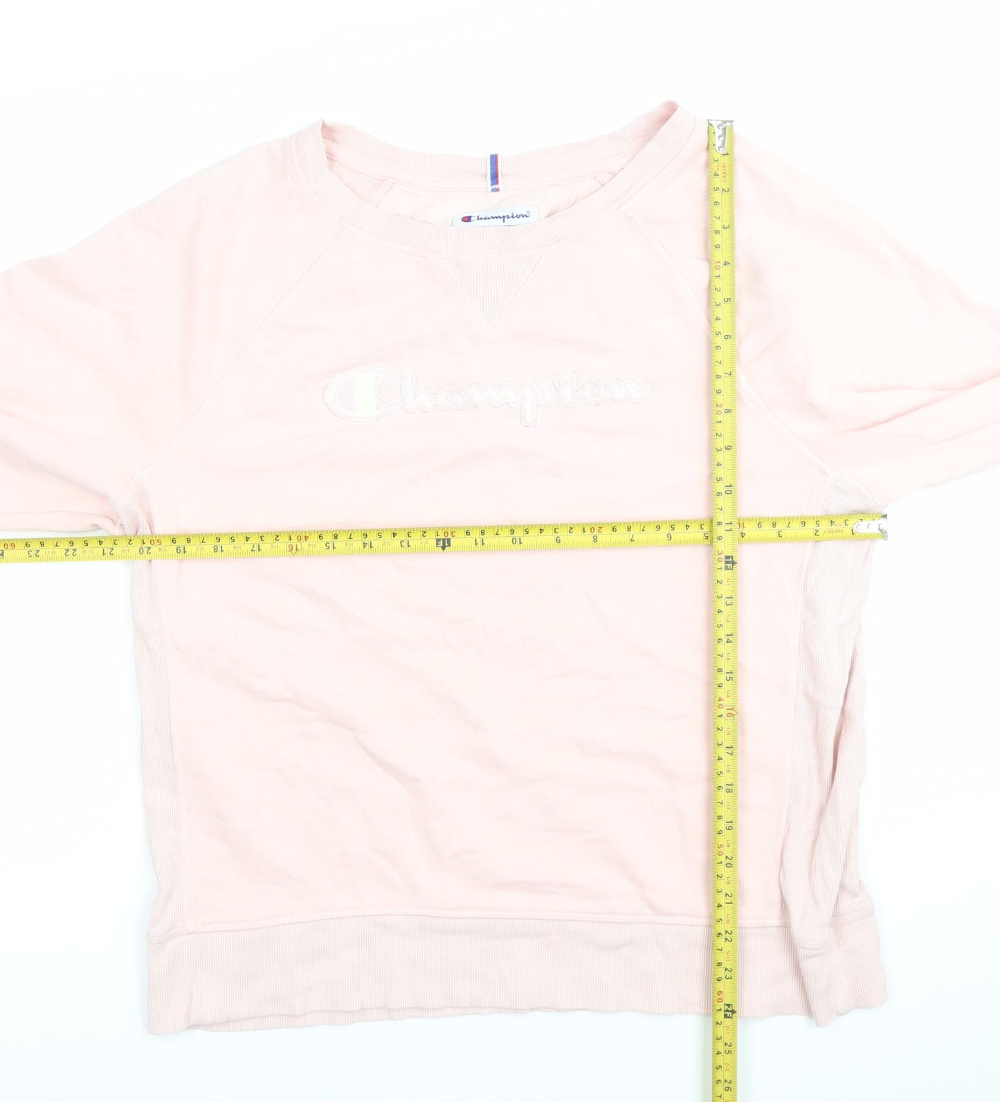 Champion Womens Pink Pullover Sweatshirt L Logo Embroidered Casual