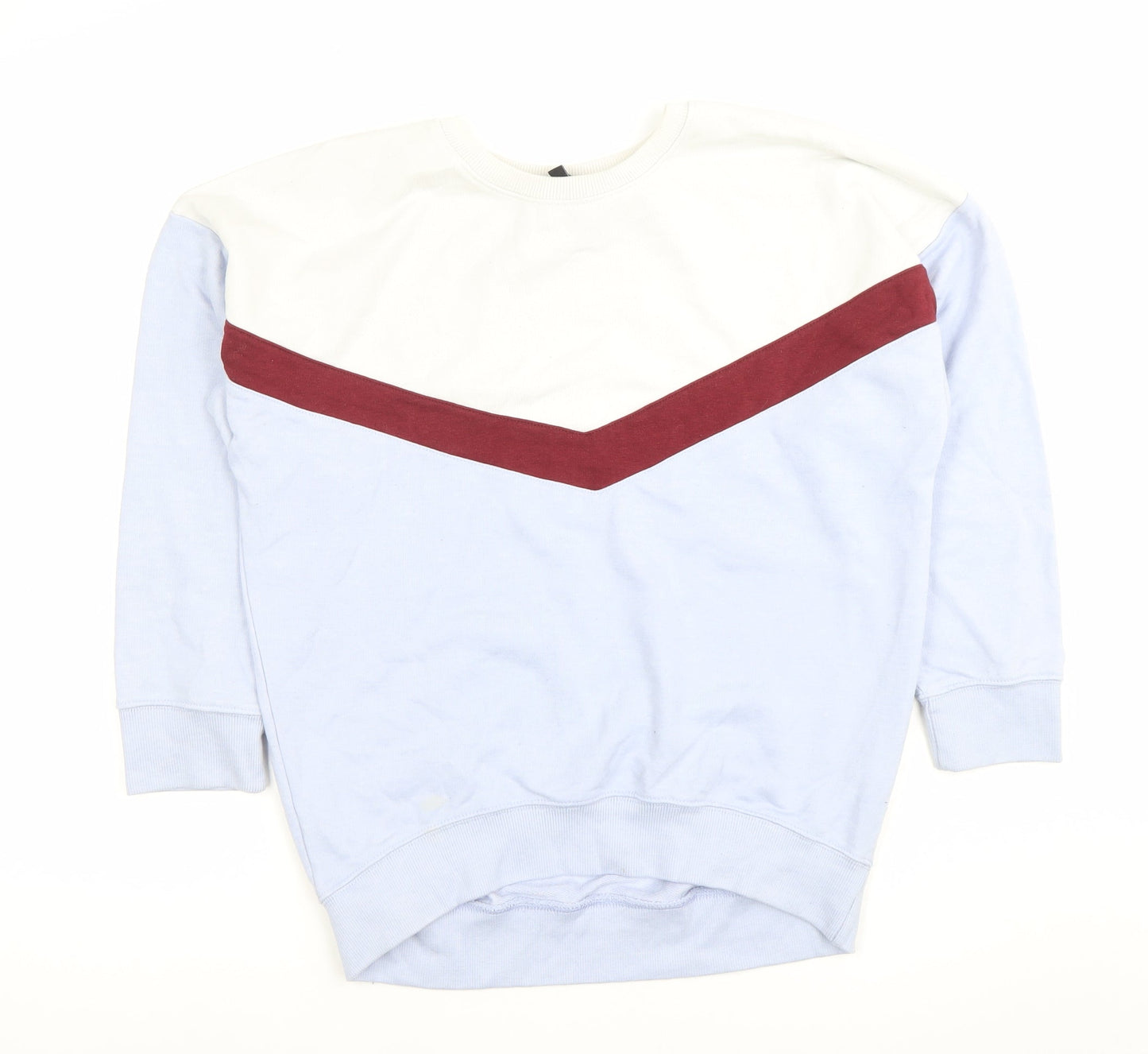 New Look Womens Sweatshirt Blue Colourblock Size 8 Pullover Casual