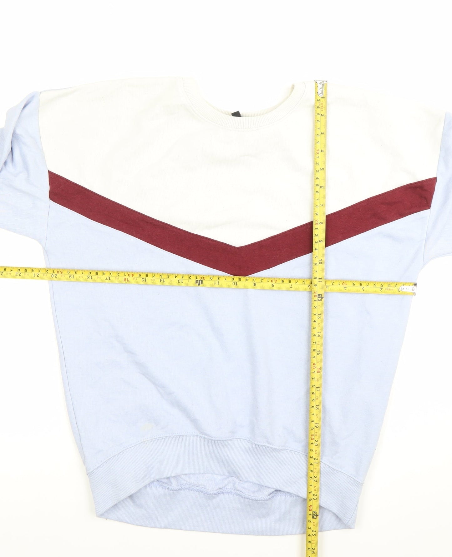 New Look Womens Sweatshirt Blue Colourblock Size 8 Pullover Casual