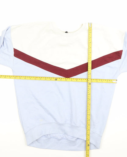 New Look Womens Sweatshirt Blue Colourblock Size 8 Pullover Casual