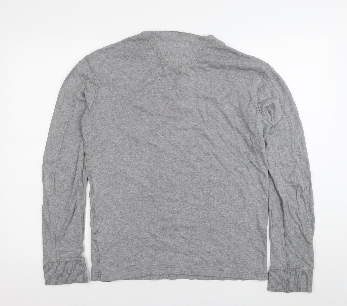 Superdry Mens Grey Henley Long Sleeve T-Shirt XL Cotton