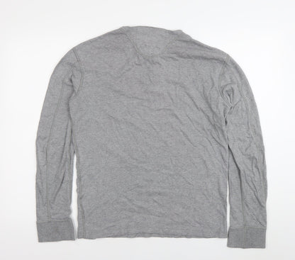 Superdry Mens Grey Henley Long Sleeve T-Shirt XL Cotton