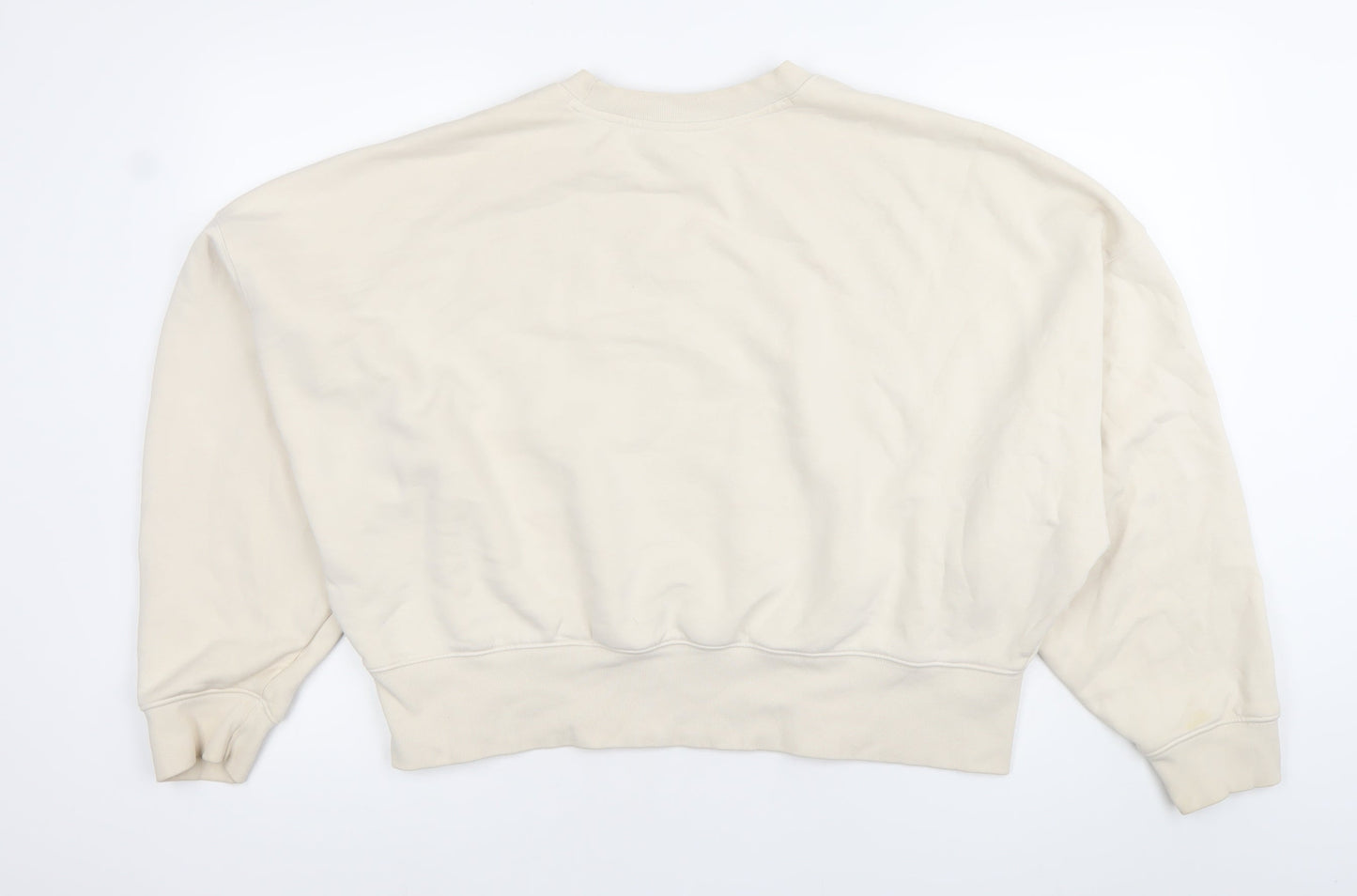 Adidas Womens Beige Crew Neck Sweatshirt Size 14 Relaxed Fit Logo