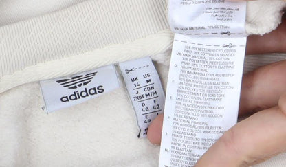 Adidas Womens Beige Crew Neck Sweatshirt Size 14 Relaxed Fit Logo