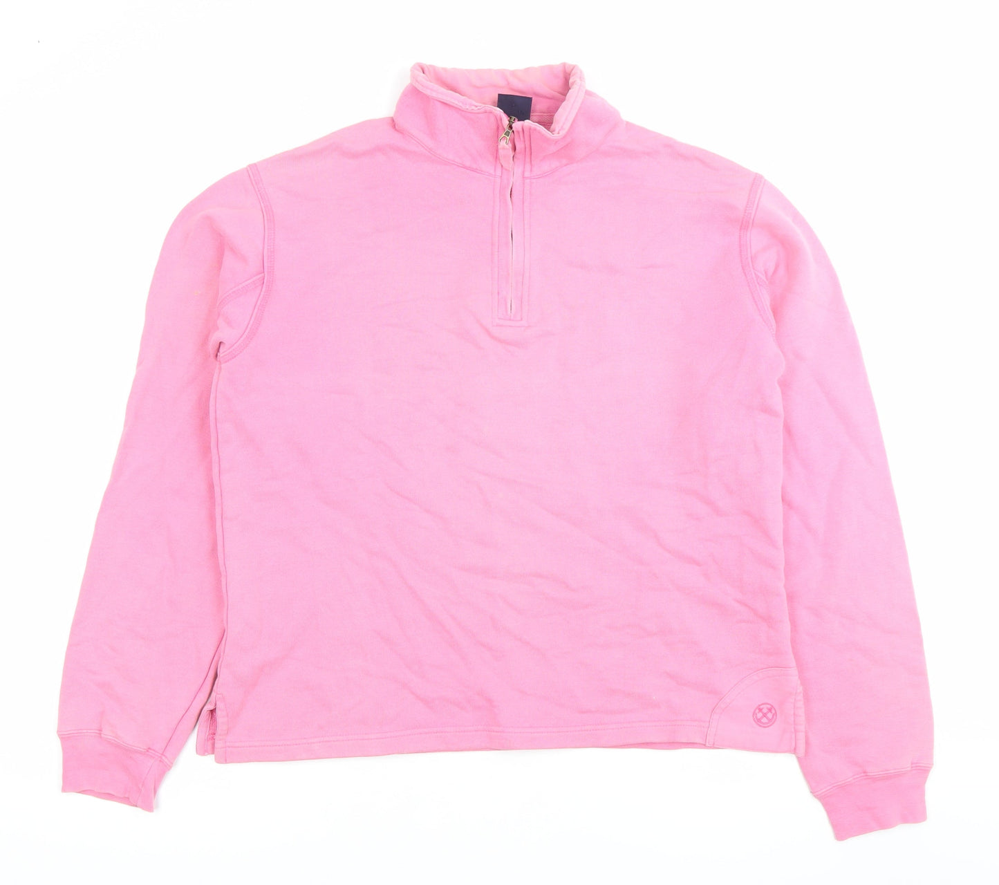 Chatham Womens Pink Small 1/4 Zip Cotton Sweatshirt Jumper