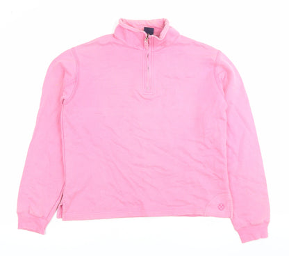 Chatham Womens Pink Small 1/4 Zip Cotton Sweatshirt Jumper