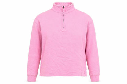 Chatham Womens Pink Small 1/4 Zip Cotton Sweatshirt Jumper