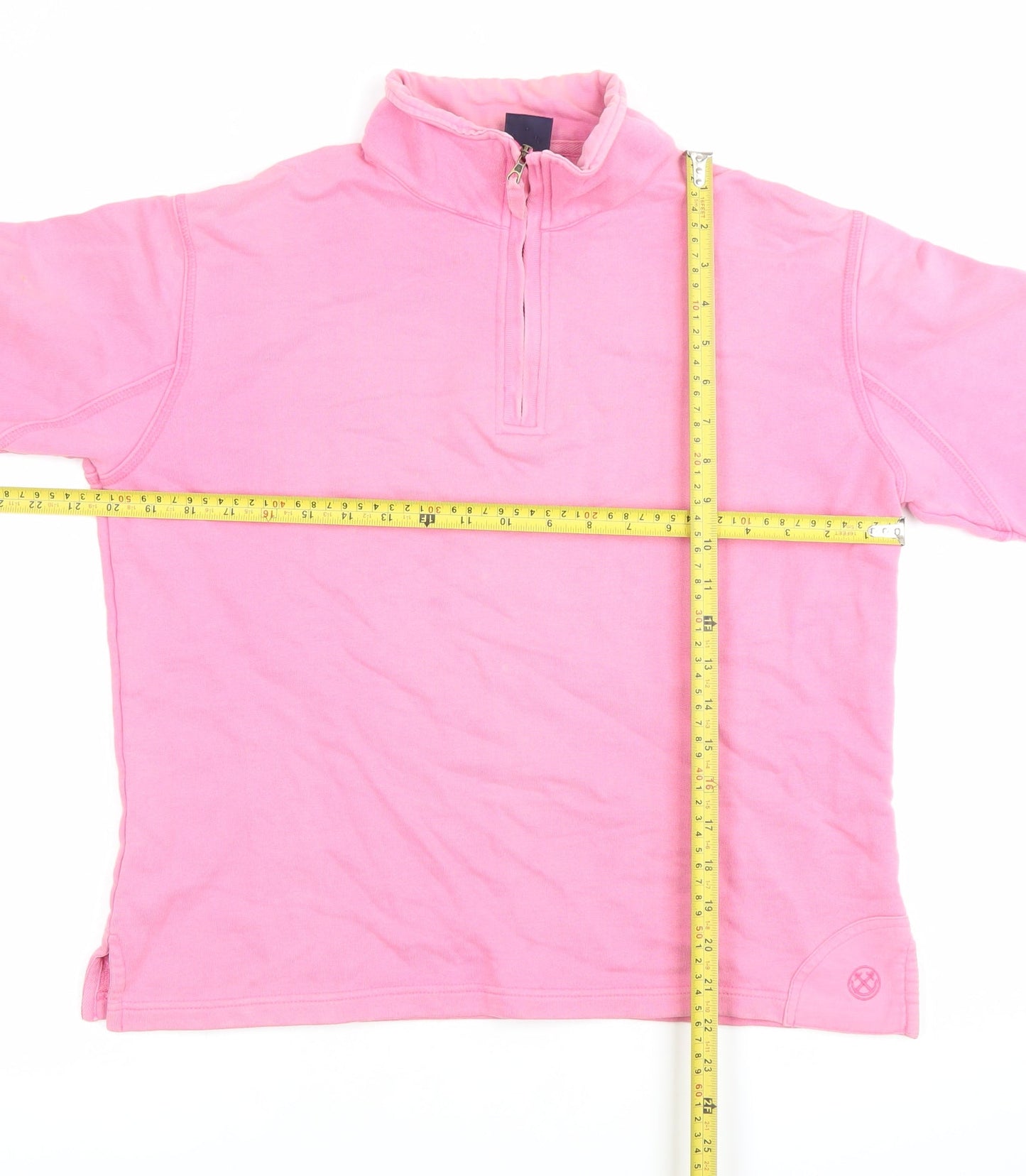 Chatham Womens Pink Small 1/4 Zip Cotton Sweatshirt Jumper