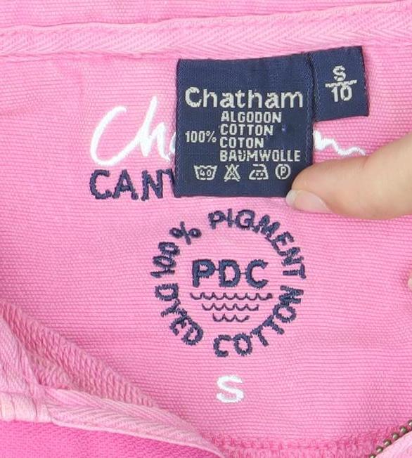Chatham Womens Pink Small 1/4 Zip Cotton Sweatshirt Jumper