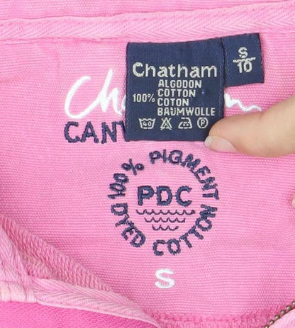 Chatham Womens Pink Small 1/4 Zip Cotton Sweatshirt Jumper
