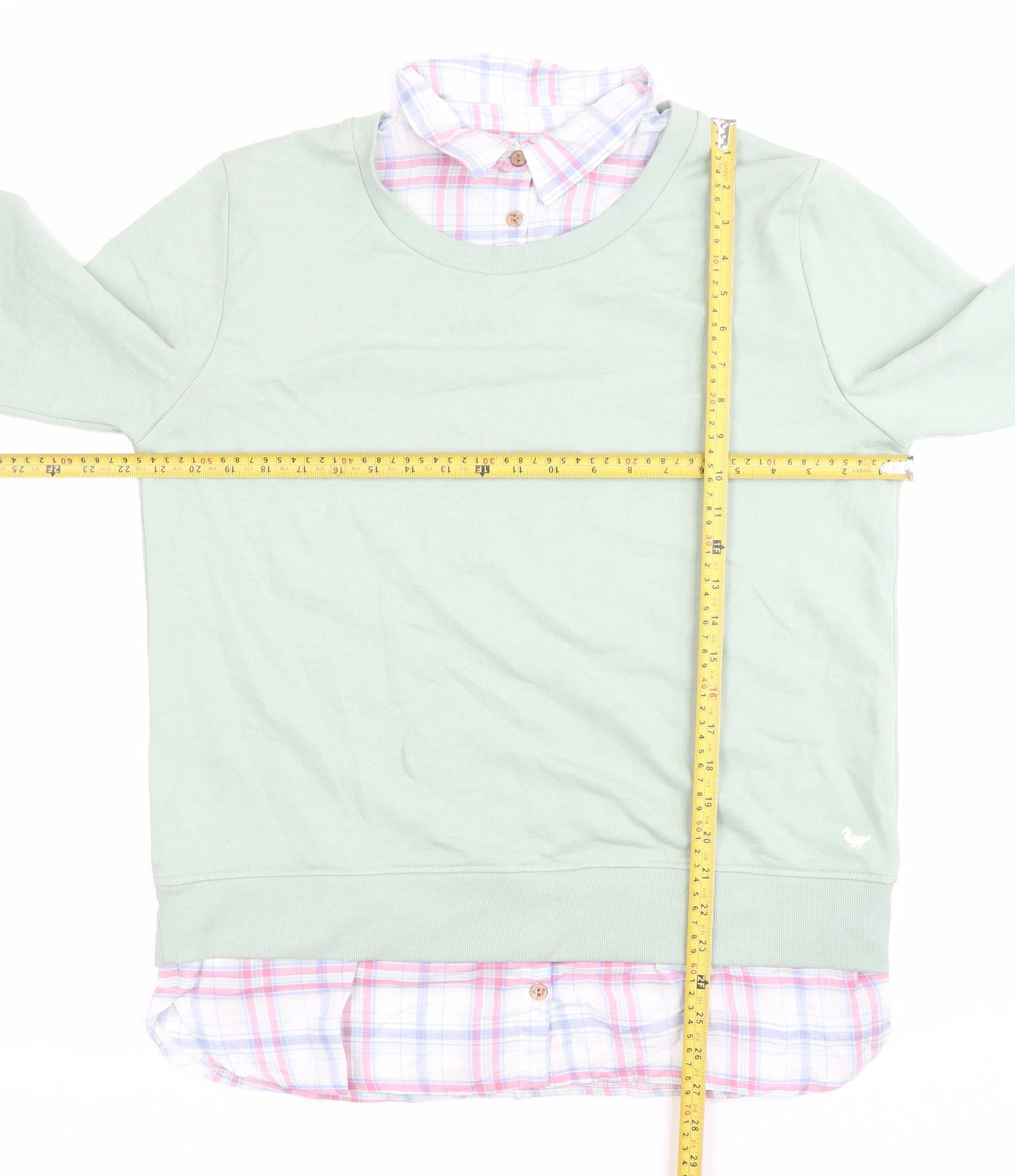 Country Rose Women Green Pullover Sweatshirt M Cotton Blend Collared