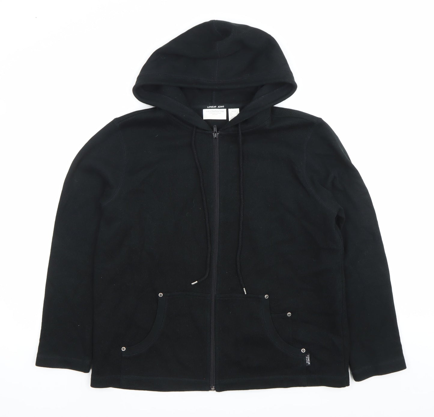 Liz Claiborne Womens Black Petite Small Full Zip Hoodie